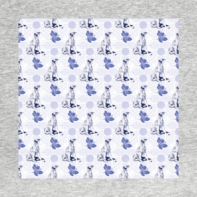 Sitting dog pattern in blue tones by Uniquepixx
